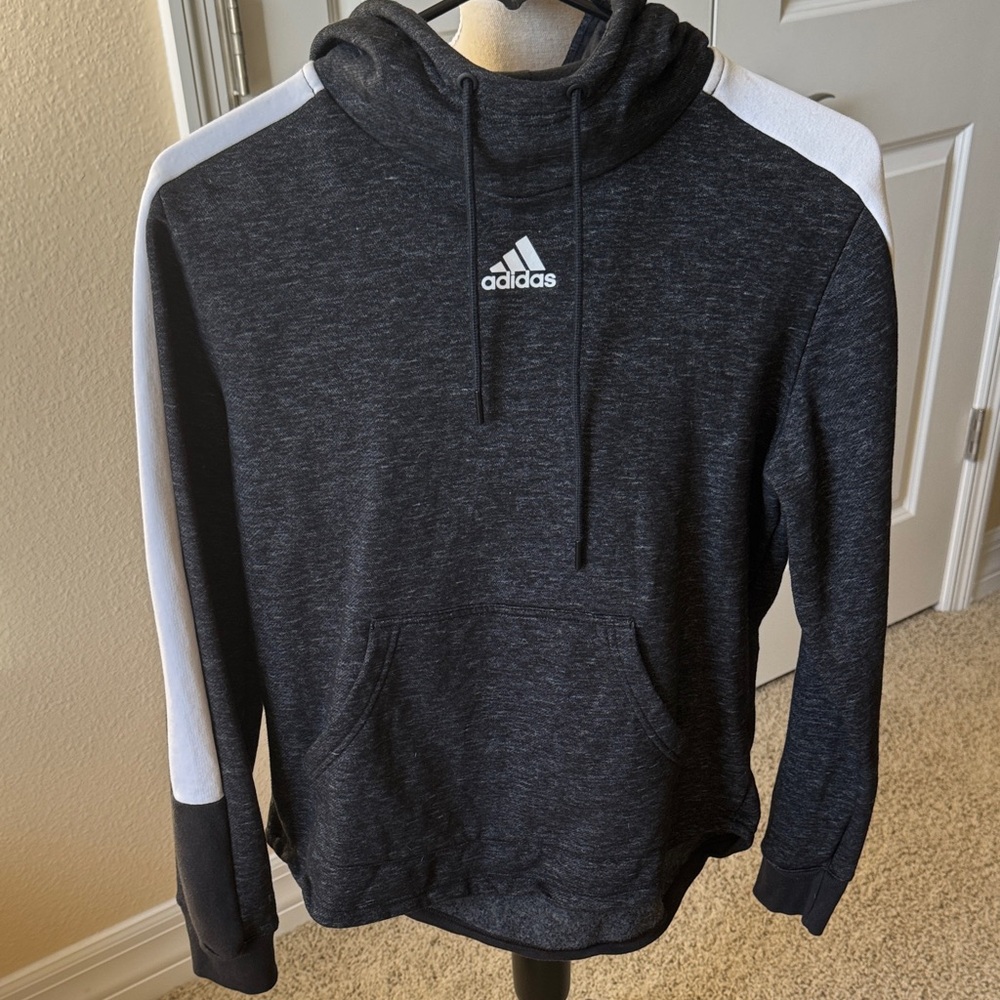 Adidas XS Charcoal and White Hoodie